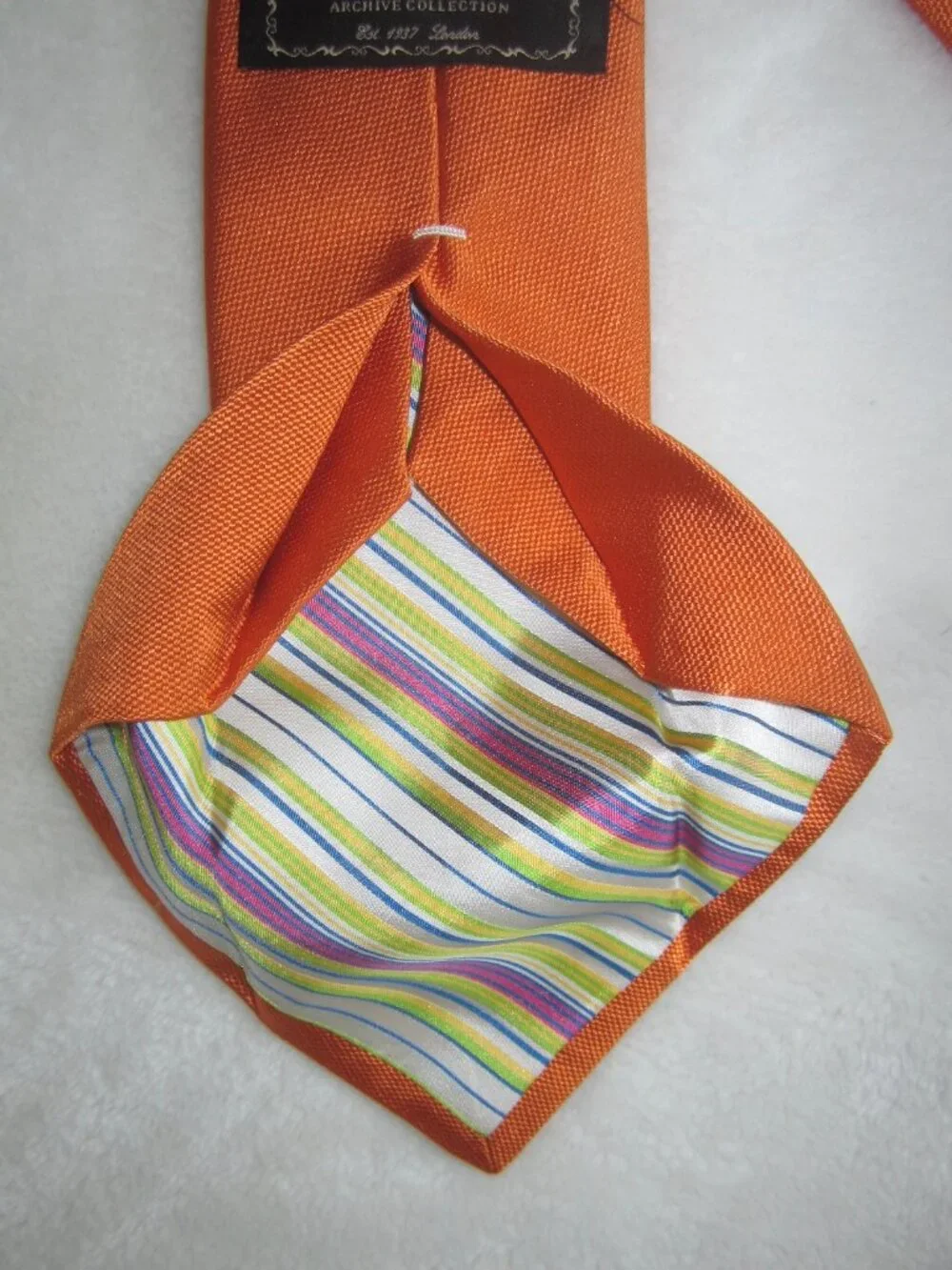 MICHELSONS Archive Collection Seven Fold Silk Tie Orange